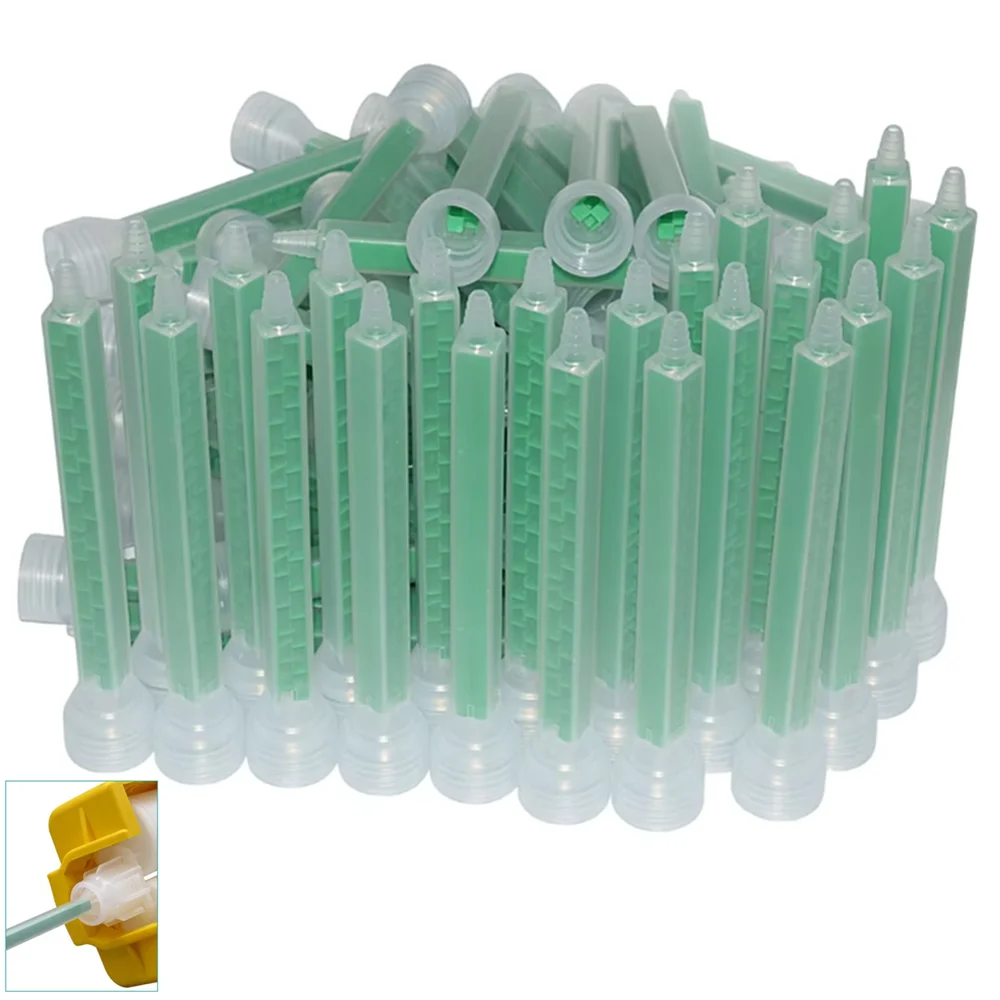 

500pcs Static Mixer 161mm Square Mixing Tube AB Glues Two Component Epoxy Resin Adhesives Mixing Nozzles for 200ml Cartridges