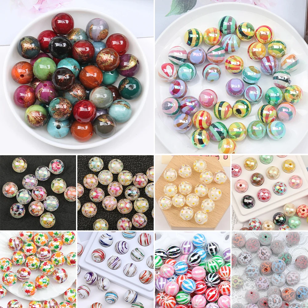 

Cordial Design 100Pcs 16*16MM DIY Beads/Aurora Print Effect/Round Shape/Jewelry Findings & Components/Hand Made/Acrylic Bead