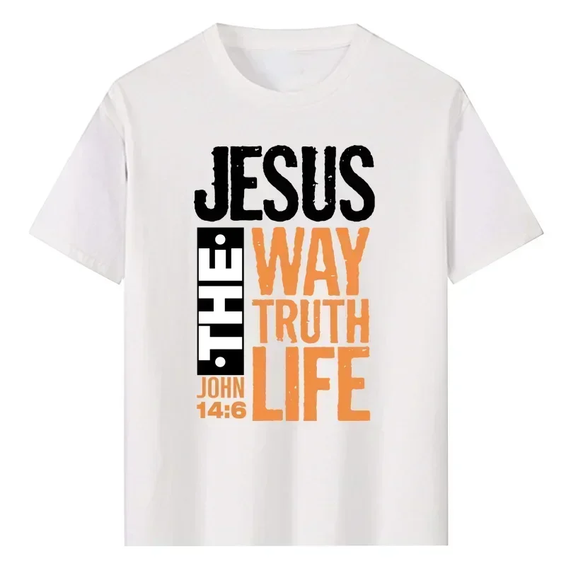 Jesus The Way Truth Life John Christian Bible Verse Printed T-shirt Summer Religion Classic Man Tshirt Woman Breathable Tops Tee