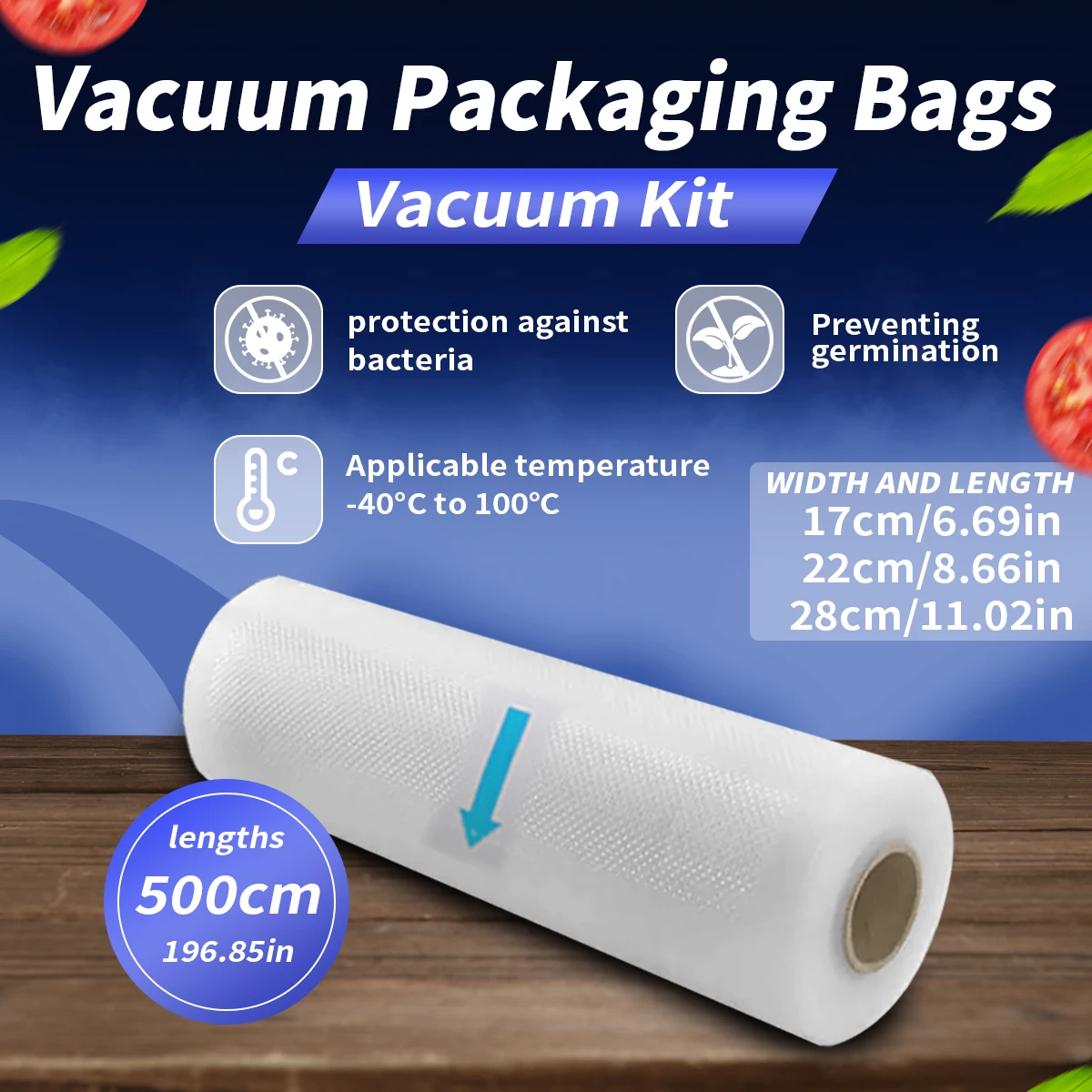 1pc 5m vacuum sealed food bag roll, free of bisphenol A, seven layer co extruded diamond pattern vacuum preservation bag