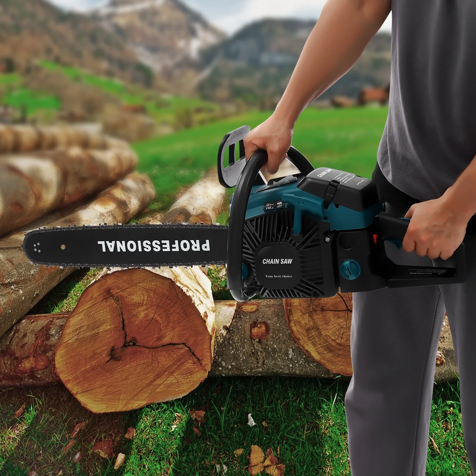 20-inch Gas-powered Chainsaw, 58CC Gas Chainsaw, Chainsaw Cutting Wood Gas Sawing, Chain Saw Set