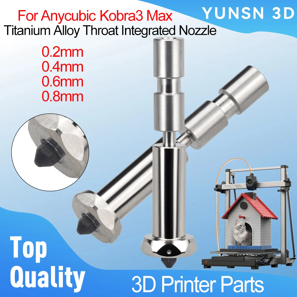 

Для Anycubic Kobra3 Max Цельные насадки для Kobra 3 Max Модернизированное встроенное сопло из титанового сплава 0,2/0,4/0,6/0,8 мм
