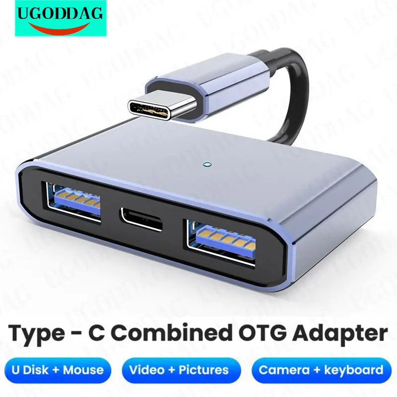 3 In 1 Type-C OTG Adapter PD Fast Charging Cable USB 3.0 External U Disk Converter Splitter For Laptop Phone Power Supply