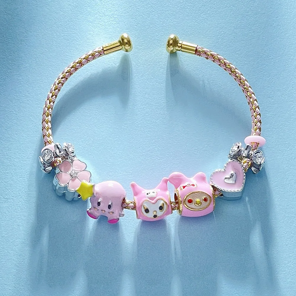 A new product Sanrio cartoon braided rope bracelet dopamine series Kuromipanjia leather rope bracelet