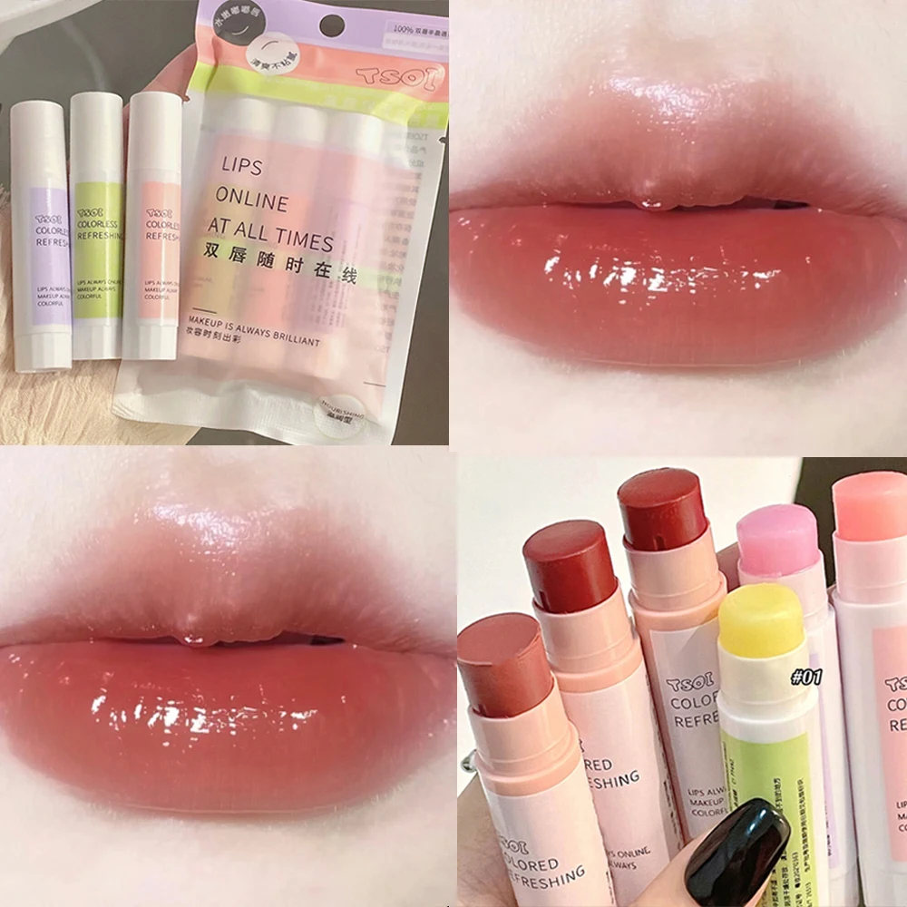 Jelly Colored Lip Balm Waterproof Moisturizing Anti-drying Lipsticks Long Lasting Hydrating Lip Tint Lips Care Makeup Cosmetics