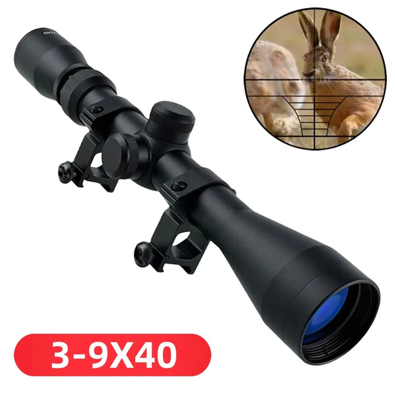 3-9x40 Optical Sight Scope Side Wheel Parallax  Airsoft Air Guns Rifle Scope Adjustable Tactica Riflescope Fit 11/20mm Rail