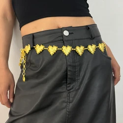 Fashion Golden Heart Waist Chain Belt Female Designer Elegant Belts For Women High-end Luxury Brands Adjustable Dress Waistband
