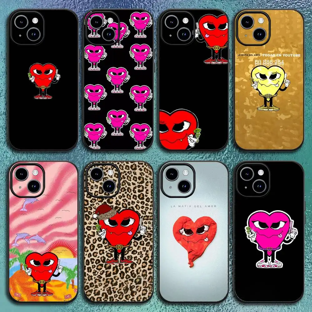 Funda de teléfono Love Mafia La Mafia Del Amor para IPhone 17 12 13 14 15 16Pro Max Plus Classic carcasa suave negra
