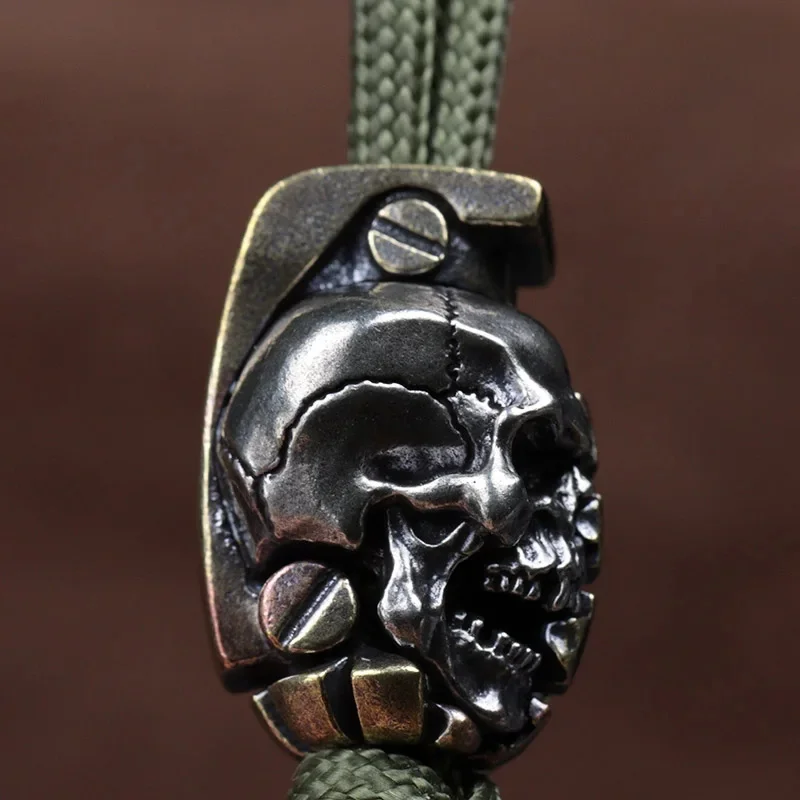 Dual Color Skull Grenade Brass Knife Beads EDC DIY Paracord Woven Bracelets Lanyard Keychain Pendants Accessories Hangings view 4