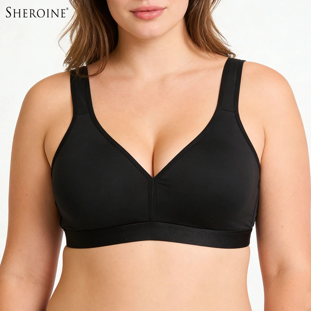 Sujetador sin Varillas Sheroine para Mujer de Talla Grande, Copa Suave sin Relleno, Cobertura Completa, Sujetador Liso, Transpirable y con Soporte para Uso Diario