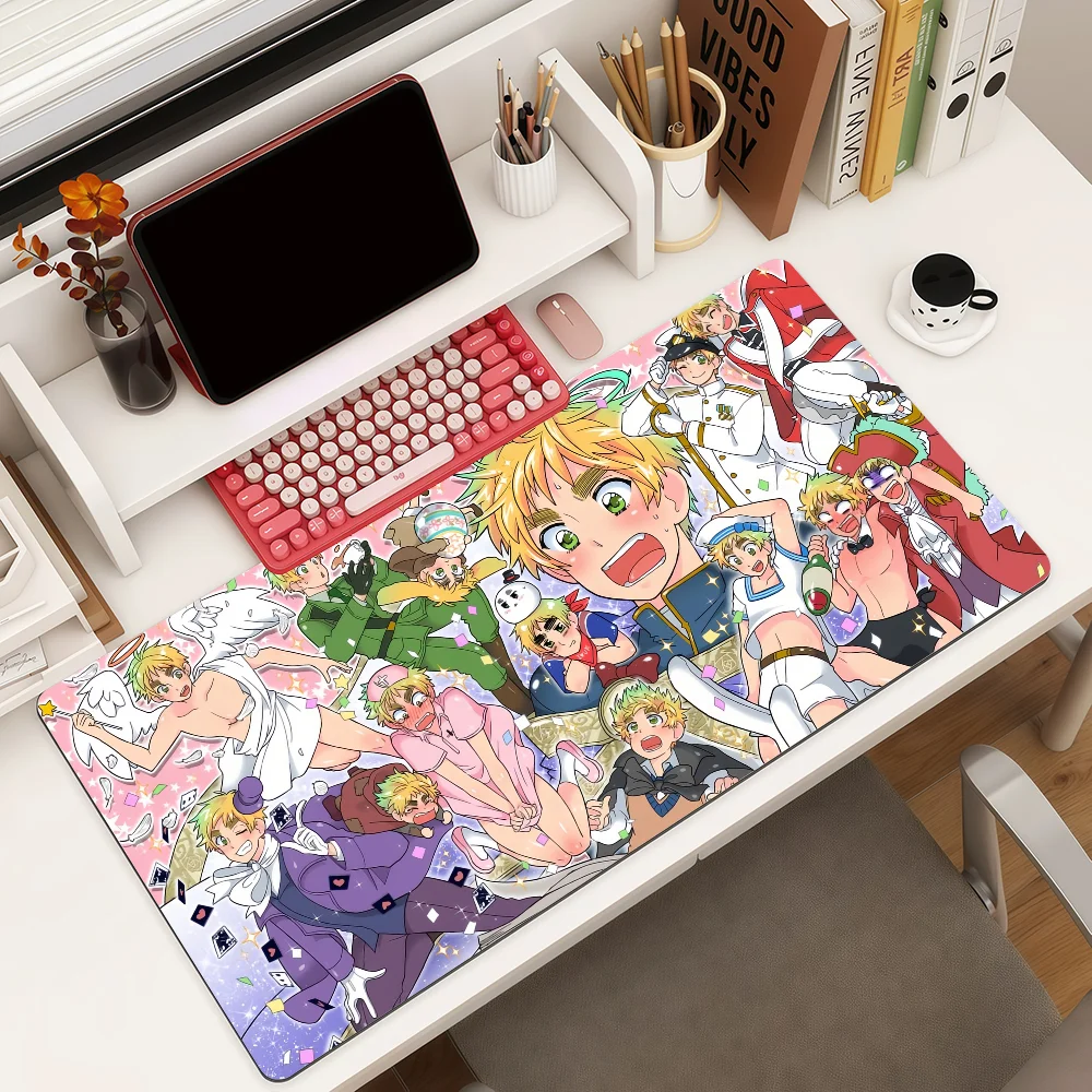 Anime H-Hetalia Mouse Pad Large Non-Slip Waterproof Mat Stitched Edge Keyboard Pad for Gaming Daily Office