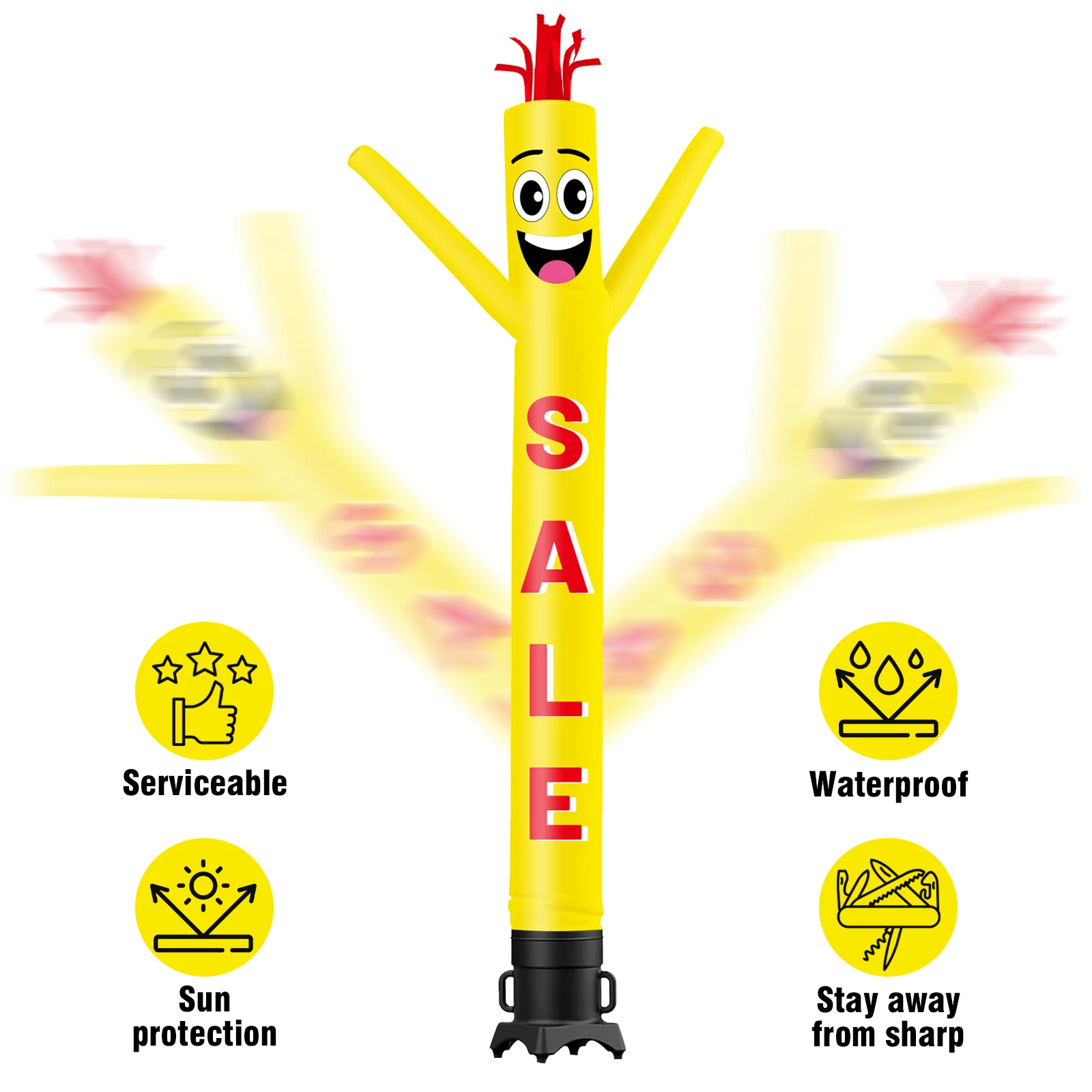 6/10/15/20FT Tall Inflatable Yellow Sale Dancing Guy for Outdoor Decoration Advertising(Blower Not Included)