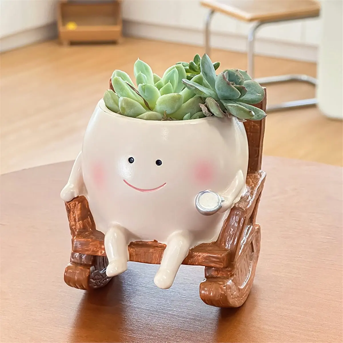 B-est Cute Chair Smiling Face Little Devil Flower Pot Swing Plant Flower Pot Garden Home Decoration