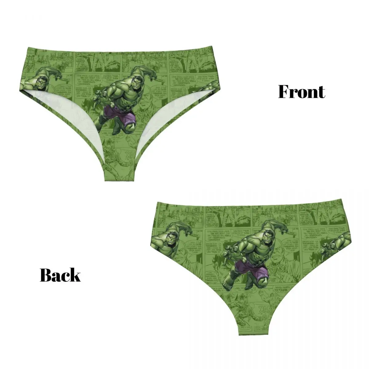 Bragas retro personalizadas de la historieta del estiramiento respirable de las mujeres de la ropa interior de los escritos de Hulk