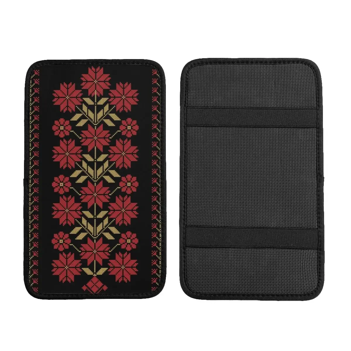 Palestinian Traditional Flowers Pattern Car Armrest Box Pad Non-Slip Palestine Arabic Art Center Console Protection Mat Cover