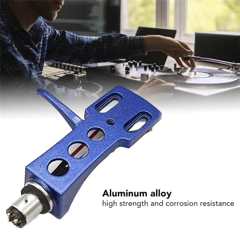 ABMF Universal Headshell with 4 Pin Cartridge Stylus Holder Wires for LP Vinyl Record Turntable Phonograph Blue