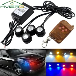 4 in 1 City Light Car LED Network Flash Wireless Remote Control Day Running DRL Eagle Eye One Tow Four 16 Mode Truck Motorcycle