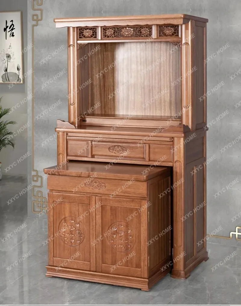 

Solid Wood Buddha Niche New Chinese Style Clothes Closet Buddha Cabinet Household Simple Altar Cabinet