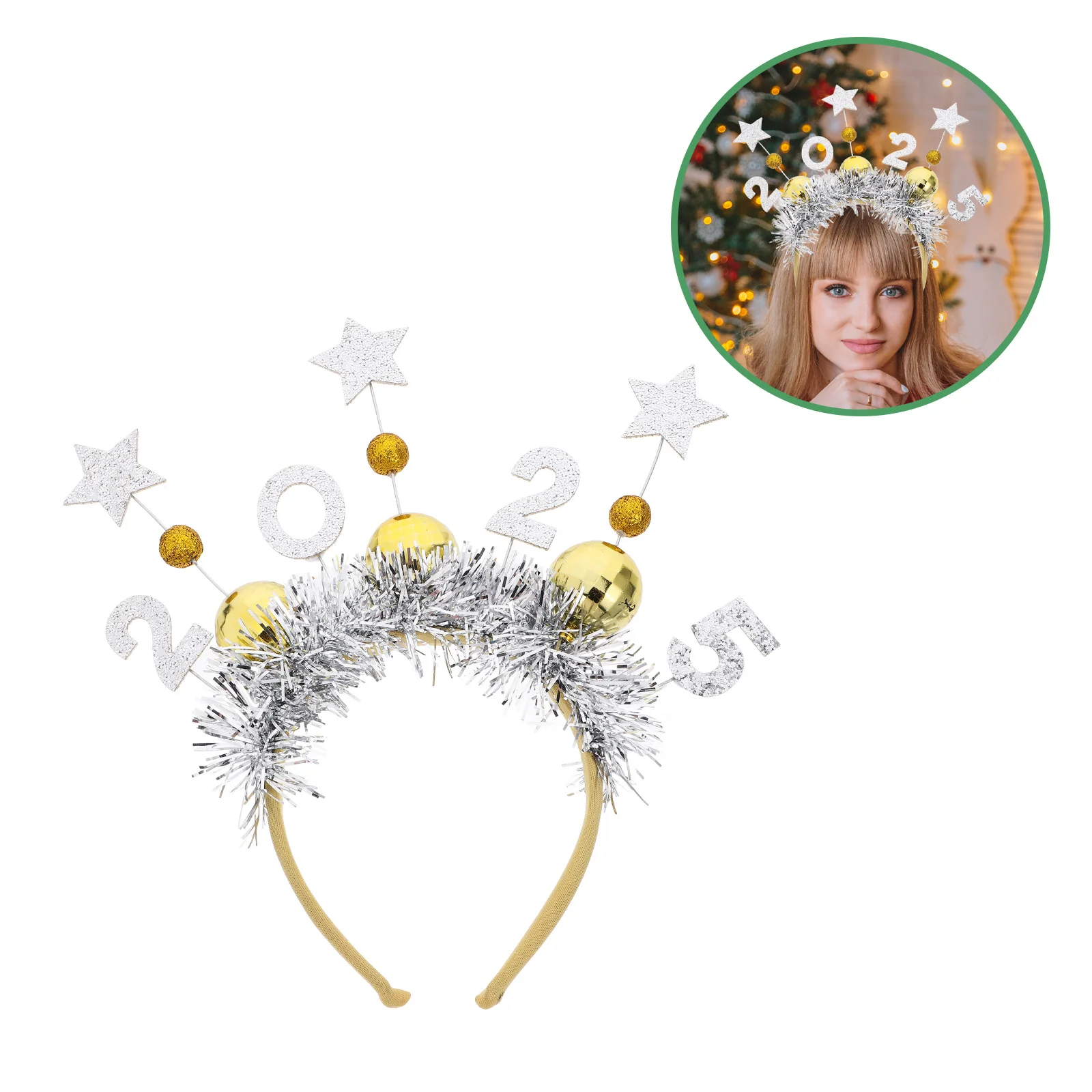 

2025 New Year Headband For Women Party Use Shiny Festival Hair Accessories Costume Decor Happy New Year Eve Party Supplies