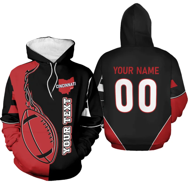 Custom American Football Hoodie With Name & Number Men Pullover 3D Printed New in Hoodies Women Harajuku Fashion y2k Sweatshirt