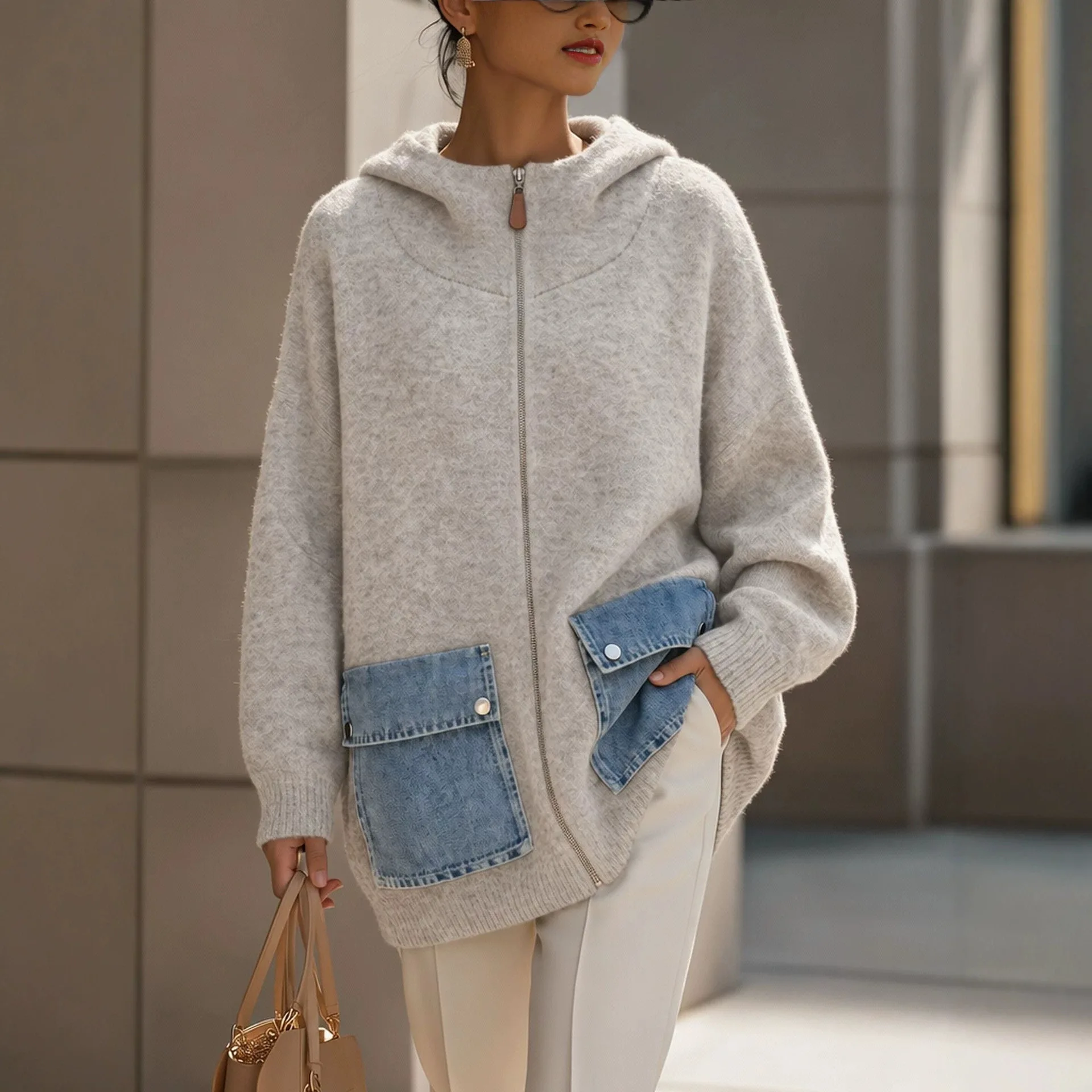 2026 Women Denim Sweater Cardigan Kintted Button Loose Spring Autumn Vintage Winter Streetwear Y2k Jumper Coat Cardigans