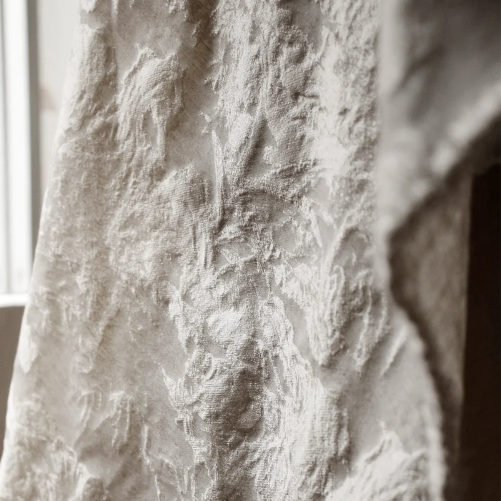 

New Chinese Retro Rice White Flower Jacquard Fabric for Creative Clothing Designer Fabrics By The Yard Cloth Diy Sewing Material