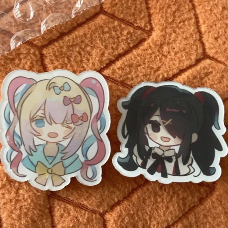 2 szt. Akrylowe przypinki Needy Girl Overdose KAngel Ame Chan Broszki Kolekcja NGO Gadżety Kawaii Ozdoba na Torbę Prezent dla Fanów z Kreskówek