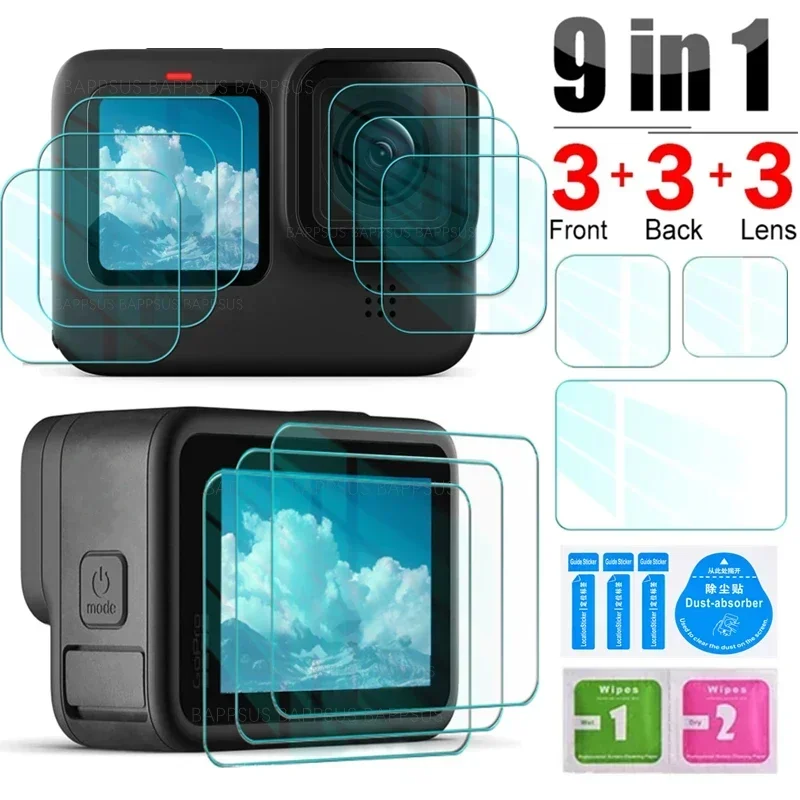 HD Tempered Glass Screen Protector for GoPro Hero 13 12 11 10 9 Black Camera Lens Protective Cover Hero13 Front Back Screen Film