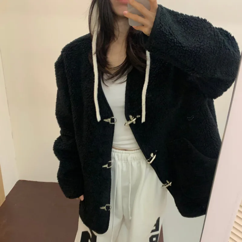 السيدات شيك المتضخم فرو الضأن Jaet المعادن الأزرق الدافئة الخريف الشتاء جديد Sle Faionable اللون Blo Commute Sle #4