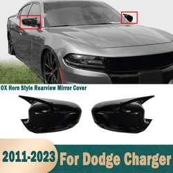 1 Pair Car Rearview Side Mirror Cover Wing Cap Exterior Sticker Door Horn Rear View Case Trim For Dodge Charger 2011-2021