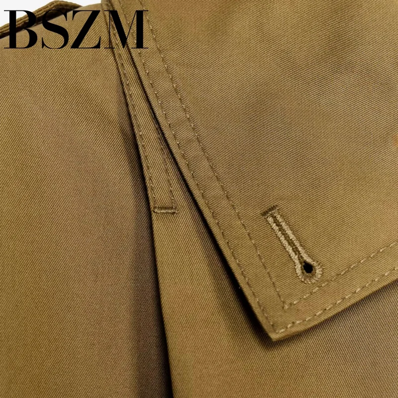 

New Summer 2025 Women's Long Sve High Collar Cotton Blend Outerwear with Decorative Ties ort Length Collar Button up