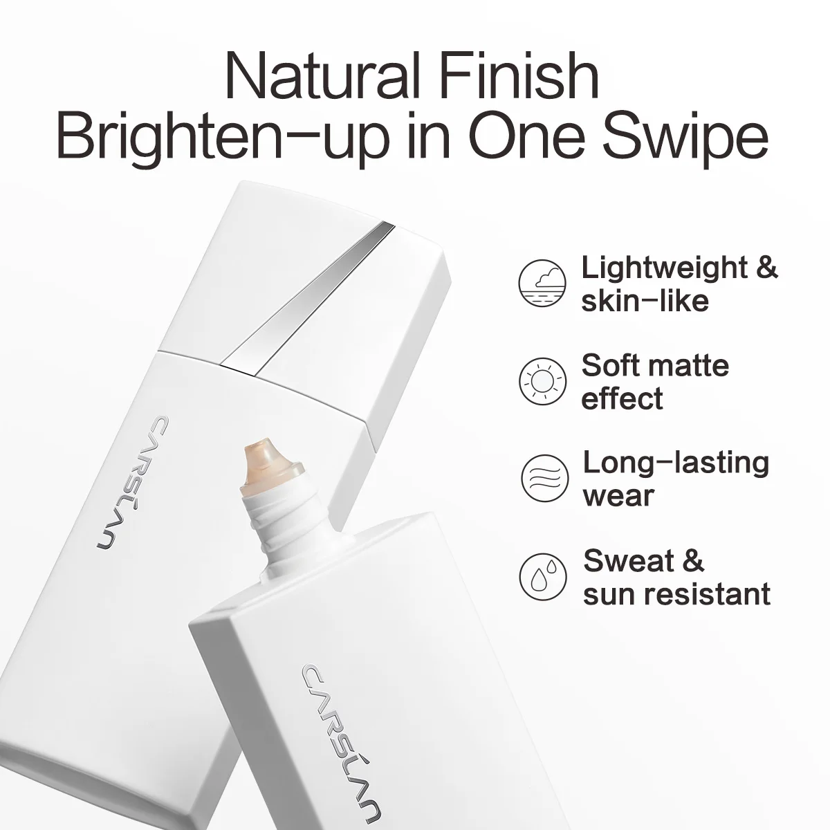 CARSLAN Cloud Touch Soft Focus Sunscreen Foundation Lotion SPF49 12H Longlasting Sweatproof  Brightening Concealer Base Makeup
