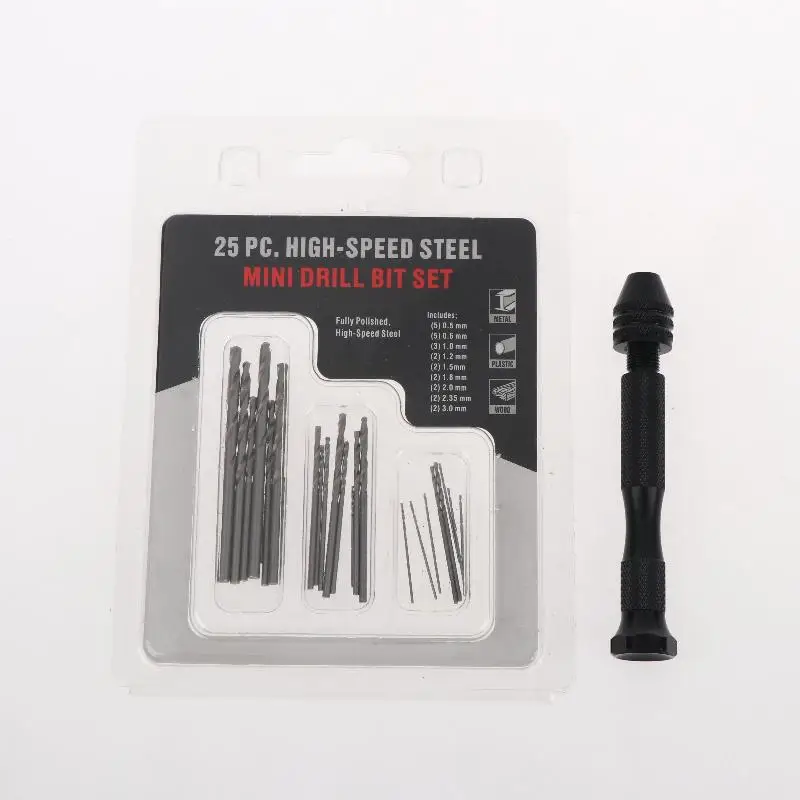 26Pcs Portable High Speed Steel Mini Twist Drill Bitst For Fine Drilling Crafting In Plastic And Resin Hand Drill
