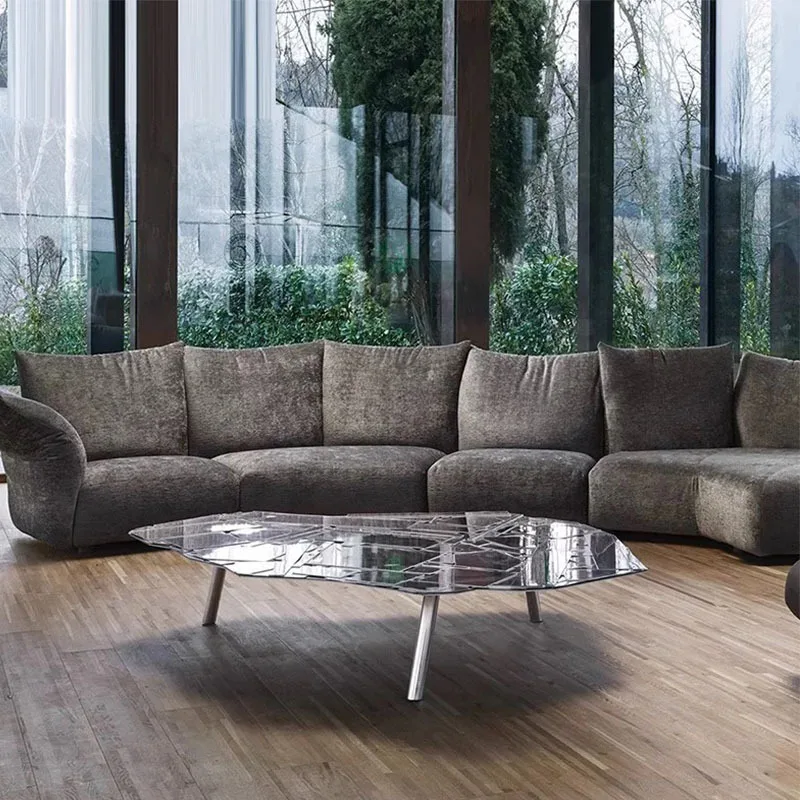 

Italian laminated glass coffee table modern high-end light luxury designer small apartment