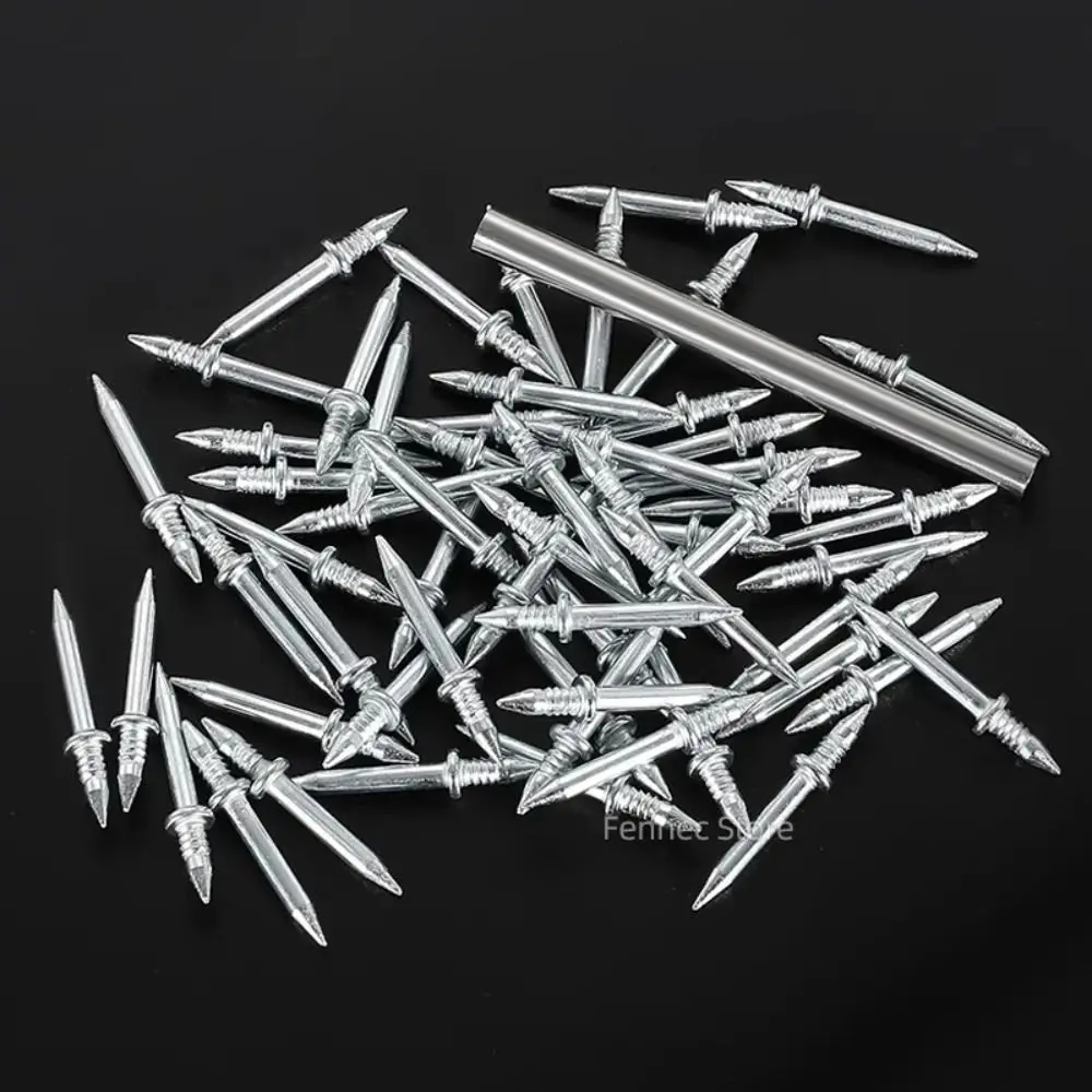 50/100Pcs Skirting Line Wood Double Head Seamless Nails Metal No Trace Fixator Skirting Thread Seamless Nail High Hardness