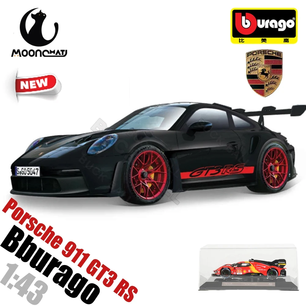 

New Bburago Porsche 911 GT3 RS Racing Car 1:43 911 GT3 RS Dust Cover Porsche Alloy Car Sports Car Collection Toy Gift