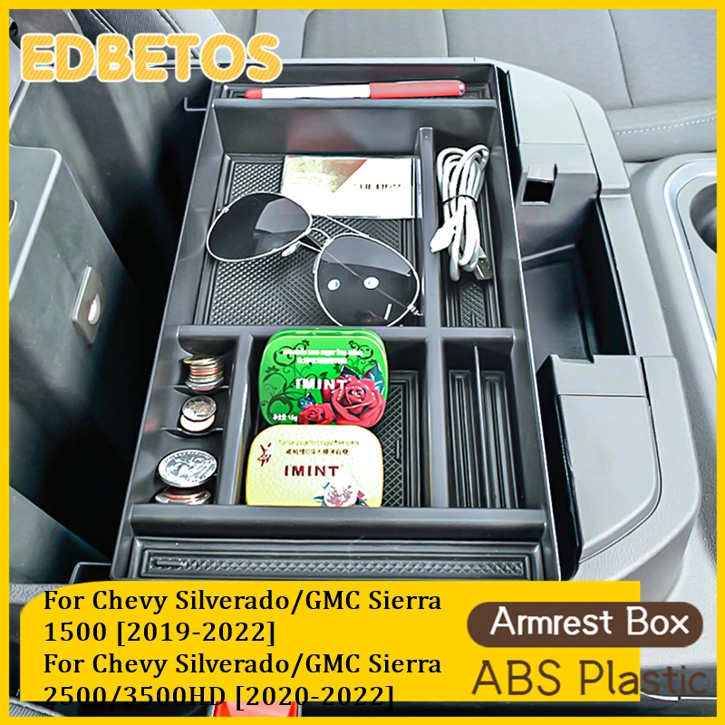 สำหรับ Chevy Silverado และ GMC Seirra 2500/3500 HD 2020 2021 2022 2023คอนโซลออแกไนเซอร์จัดเก็บ Silverado/GMC Sierra 1500