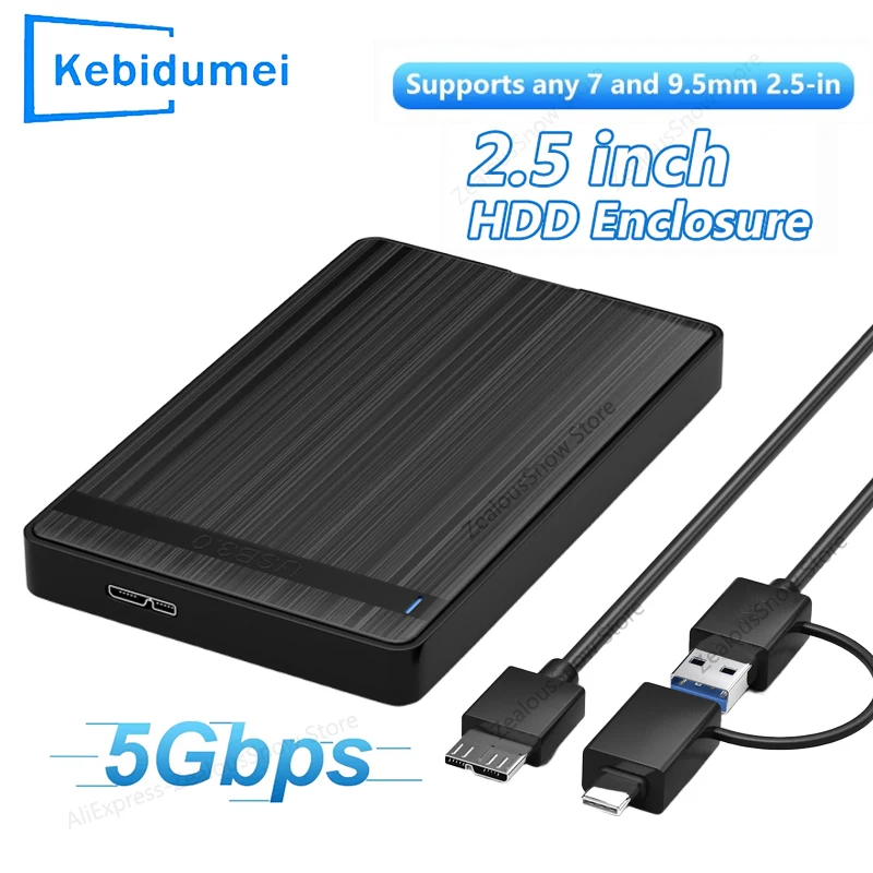 ﻿ ﻿ Caja HDD de 2,5 "SATA a USB3.0, adaptador de carcasa HDD, caja de disco duro para disco SSD HDD con Cable tipo USB3.0 para ordenador portátil P