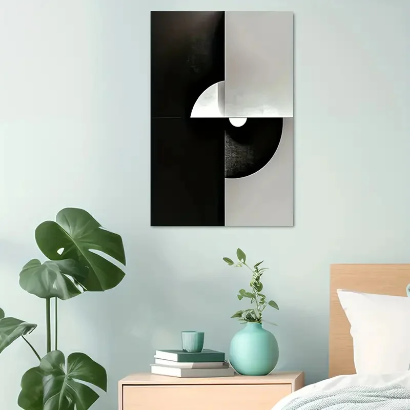 ملصق قماشي بلبنات هندسية بالأبيض والأسود ، رسم جداري ، غرفة نوم ، غرفة معيشة ، ديكور ممر ، هدية مثالية ، حديث ، 3 * * #5