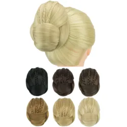 Soowee Synthetic Braided Chignon Dancer Hair Cover Donut Hair Pieces Scrunchies Hair Bun Wig Clips Updo Wedding Party Headwear