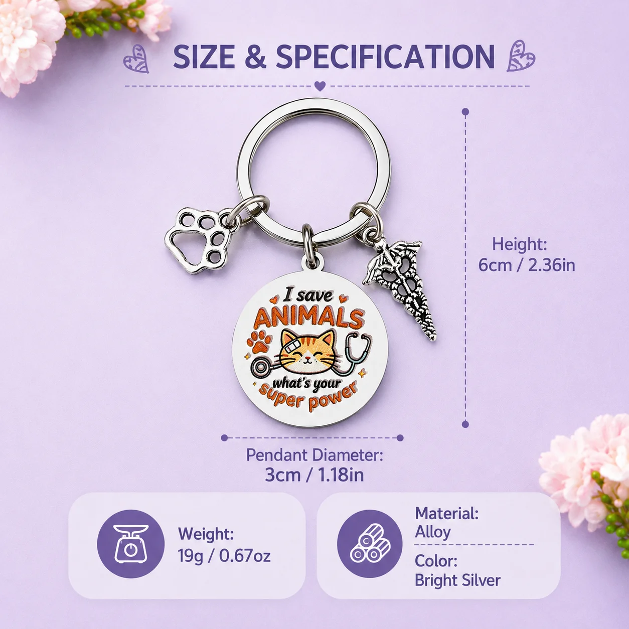 Tech Accessories For Students - Vet Tech Veterinarian Keychain Appreciation Gift