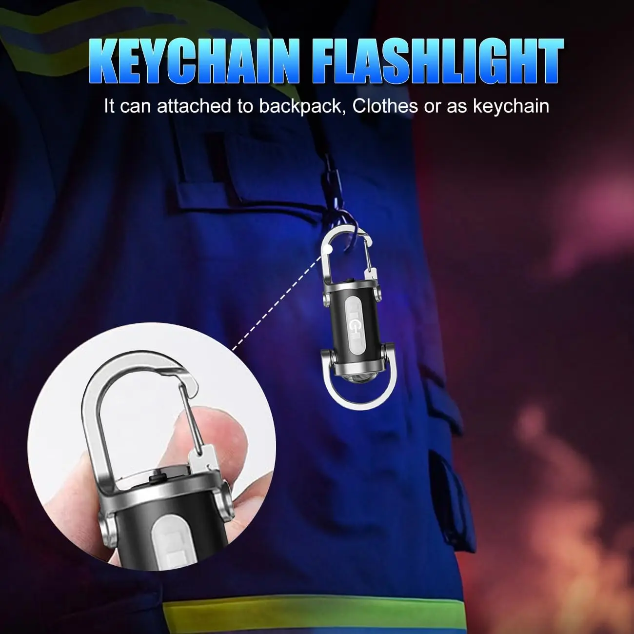 Powerful COB LED Flashlight Keychain USB Rechargeable Portable Flashlight 1000LM Waterproof Keyring Camping Walking Pocket Lamp
