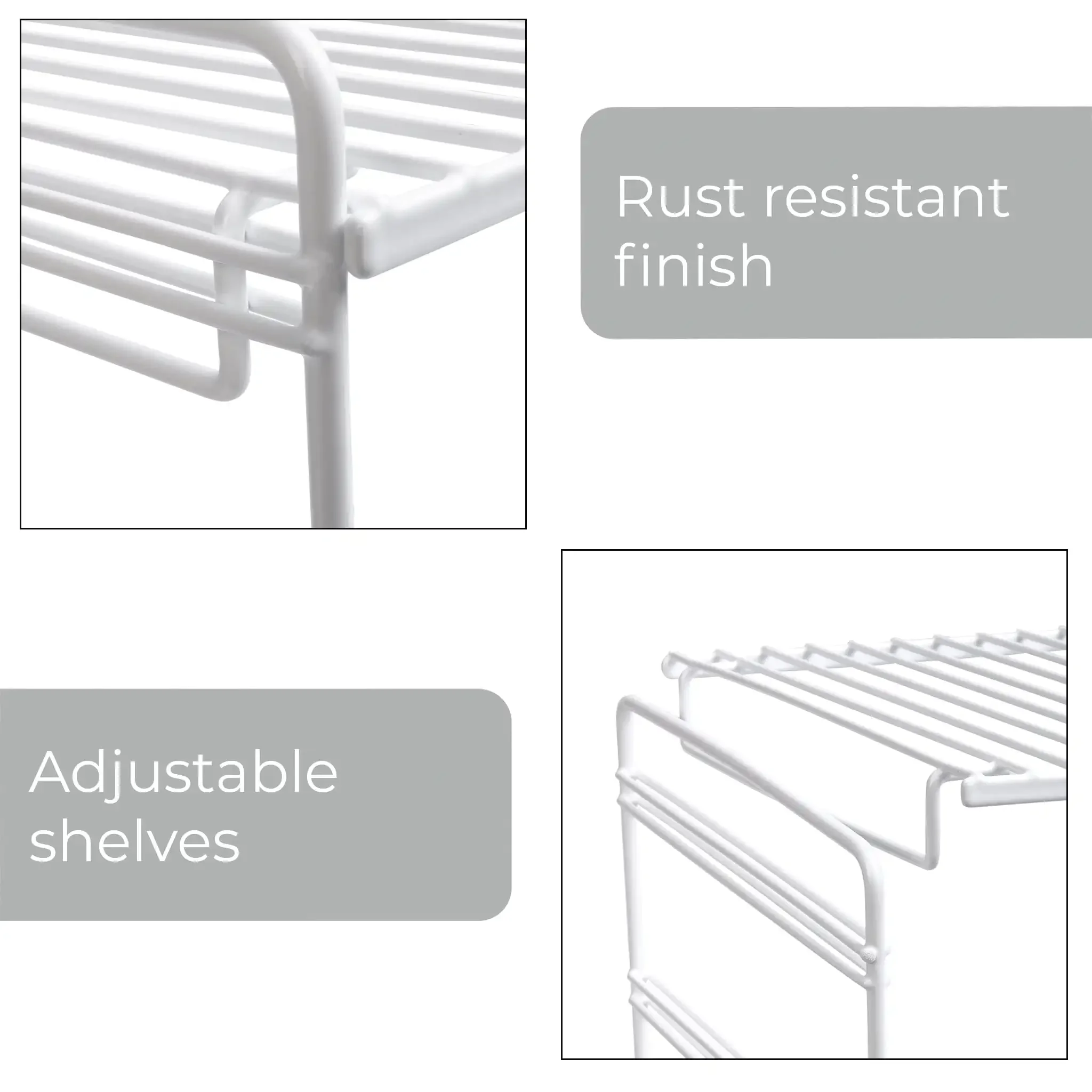 Étagère de rangement réglable blanche, 3 niveaux, nouveauté