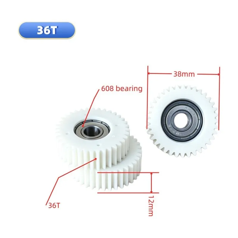 IALJ-For E-Bike Hub Motor Compatible- 36T Nylon Gear(38Mm Diameter, 12Mm Thickness), Includes 608 Bearing& Snap Ring, 36 Teeth D