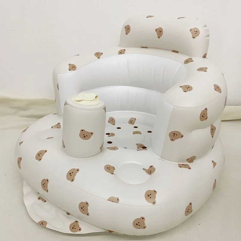 Baby Inflatable Sofa Children's Puff Portable Bath Chair PVC Multi-function Seat Baby Inflatable Sofa Table and Chair Cushion