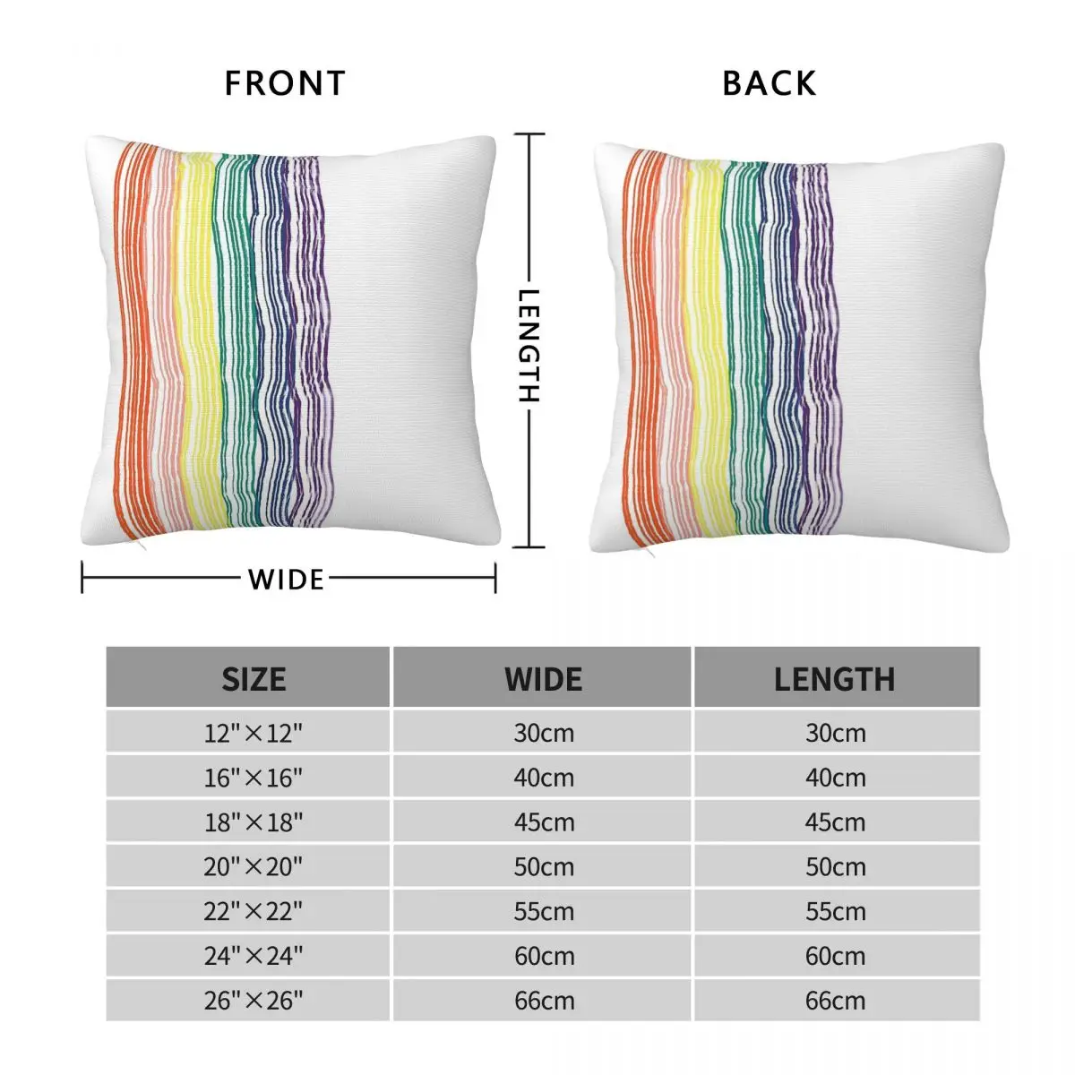 Vibrant Paintbrush Effect Rainbow Square Pillowcase Polyester Linen Velvet Creative Zip Decor Car Cushion Cover 45x45