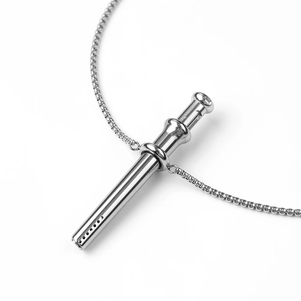 التنفس المقاومة صافرة قلادة الفولاذ المقاوم للصدأ التأمل صافرة قلادة القلق التنفس قلادة مجوهرات التأمل #6