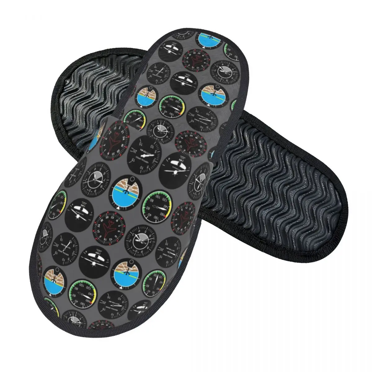 Custom Aviation Airplane Flight Instruments Memory Foam Slippers Women Comfy Warm Aircraft Pilot Aviator Plane House Slippers