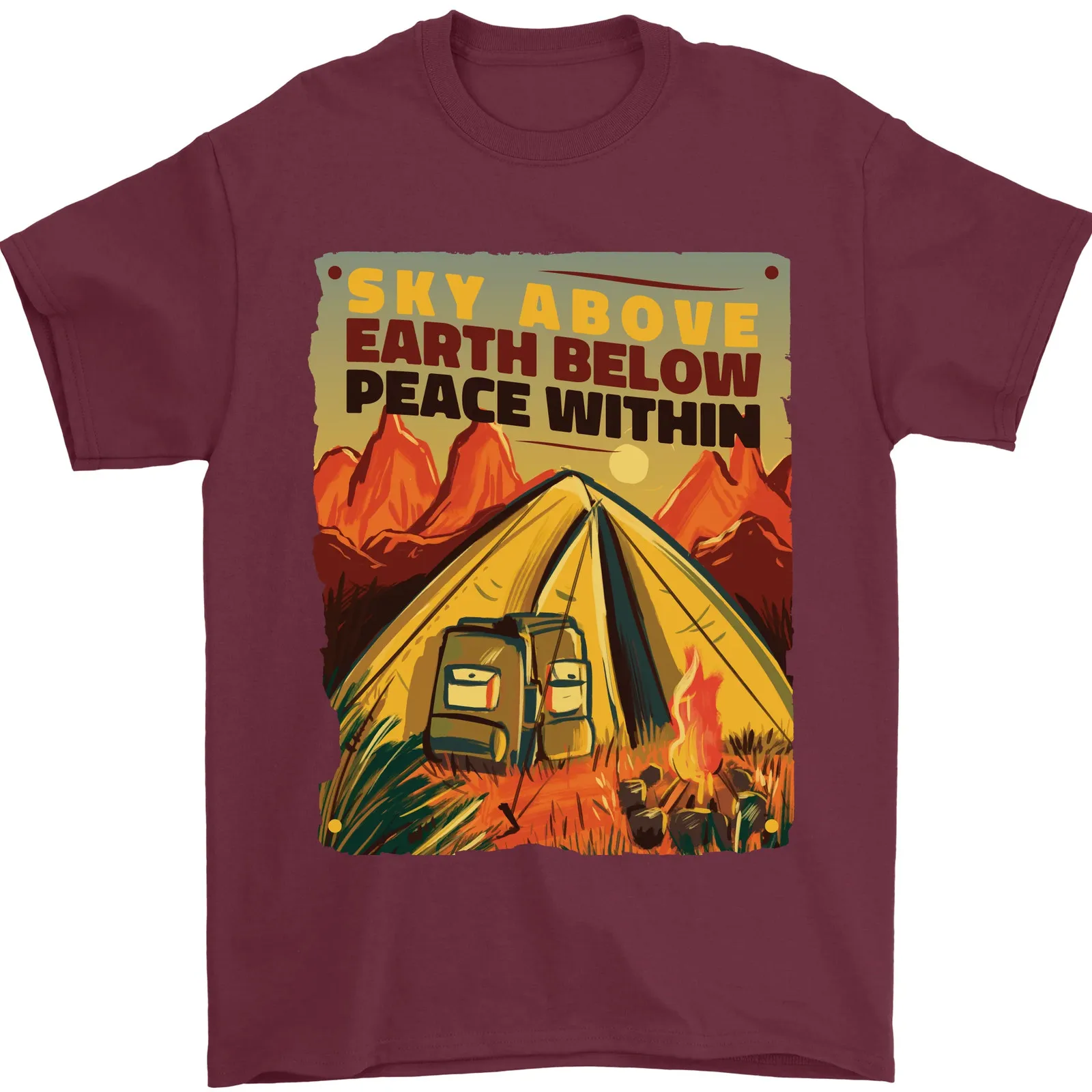 Camping Sky Above Trekking al aire libre camiseta para hombre 100% algodón