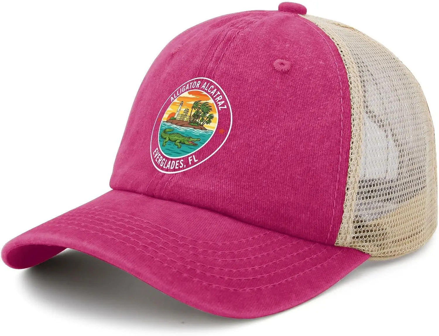 Funny Florida Everglades Men Women Alligator Alcatraz Hat Men Retro Trucker Hat Men Cap Fashionable for